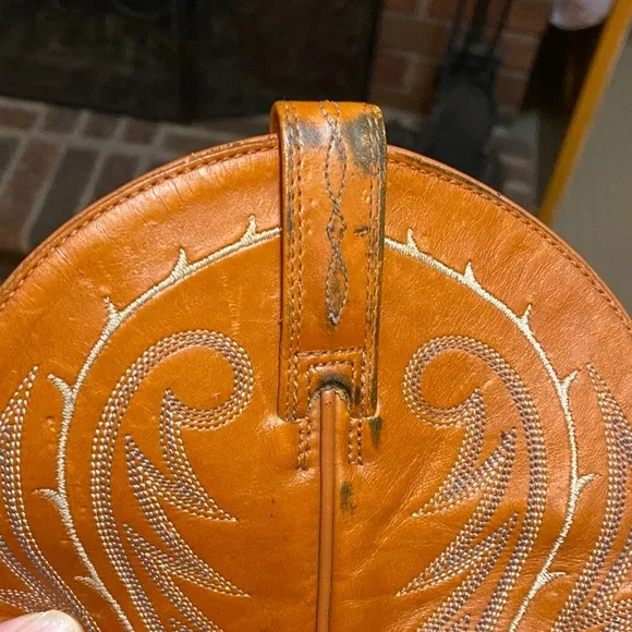 Ariat Woman’s Orange/Brown Western Distressed Square Toe Boots, Size 9. - Picture 7 of 16